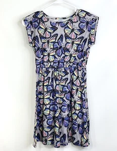 So Girl’s Butterfly Dress Blue Pink Sleeveless Elastic Waist Size L (12)- EUC - Picture 1 of 3