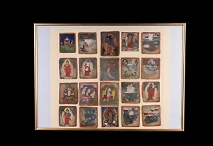 Zwanzig Antike Ritual Tsakli , buddhistische Miniatur Malereien , Tibet 19. Jh. - Bild 1 von 14