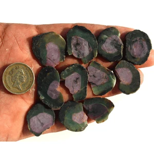 11 Pcs Natural Rare Watermelon Ruby Untreated 22mm-23.7mm Slice Rough Gemstones - Picture 1 of 14