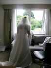 TIFFANY COUTURE WEDDING DRESS Ivory Satin Crystal Detail Laces And Train Size 16