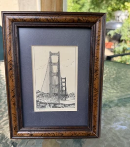 Firmato e datato James Millard San Francisco Golden Gate incorniciato arte 6,75 per 8,25 - Foto 1 di 5