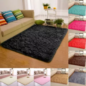 Fluffy Rugs Anti-Skid Shaggy Area Rug Dining Room Carpet Floor Mat Home Bedroom> - Picture 1 of 31
