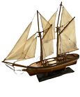 Vintage Wooden Model Sailboat Ship