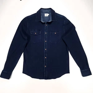 Camisa de trabajo acanalada azul índigo Flint and Tinder para hombre talla pequeña Huckberry ¡en buen estado! - Imagen 1 de 17