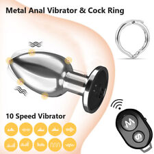 Vibrating Anal Plug Metal Butt Plug Remote Control Vibrator Adult Sex Toy Couple