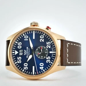 Glycine Airpilot Dual Time Chronograph Swiss Men's Watch Blue Dial GL0369 - Picture 1 of 7