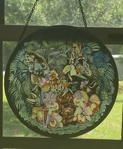 Glassmasters 1988 Signed Jungle Animals Stained Glass Elephant, Toucan, Zebra - Picture 1 of 14