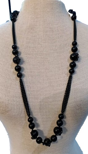 GIVENCHY Collana Catena Strass e Catena Tono Perline Nere Jet