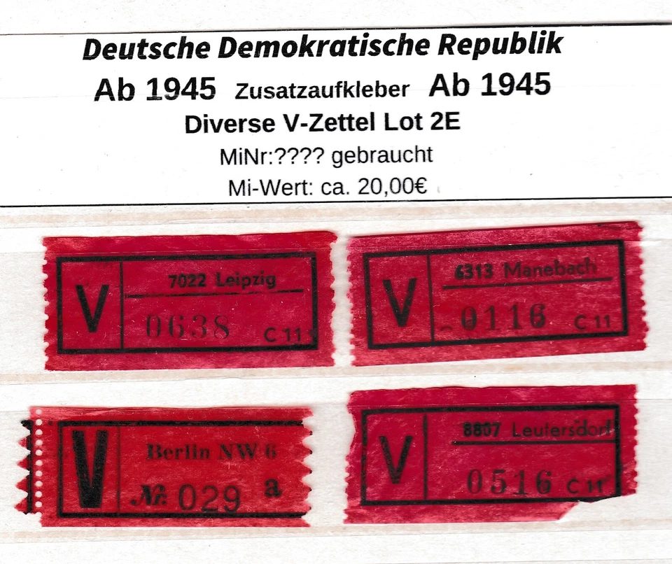 alte V-Zettel Wertbriefaufkleber - Bild 1 von 1