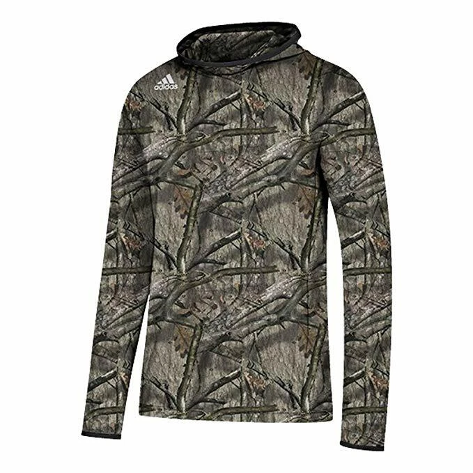 Adidas mens $60 Training Long Sleeve Hooded Top Hoodie Mossy Oak Camo size M #33 - Image 1 of 1
