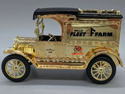GOLD 1913 Ford Model T Van Die Cast Bank 50th Anniversary Edition ERTL - Image 1 of 4