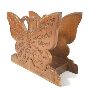 Servilleta de madera tallada vintage con soporte para correo capa artesano - Imagen 1 de 11