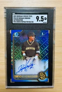 2022 Bowman Chrome ROSMAN VERDUGO Blue HTA 1st /150 SGC 9.5, Padres - Picture 1 of 2