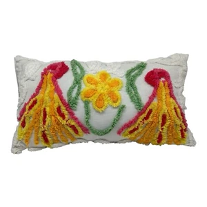NEU Handgefertigtes Chenille Doppel Pfau Kissen Vintage Plüsch Chenille 21” x 11” - Bild 1 von 8