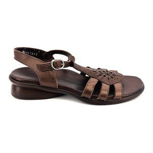 Womens 7 SS Narrow Munro American Brown Bronze Leather Strappy Slingback Sandals - Picture 1 of 11