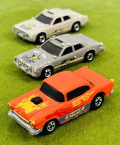 (3) Hot Wheels Automagic 55 Chevy & 2 Dodge Monaco Star Taxi Police Vintage - Picture 1 of 12