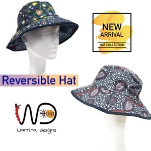 Warrina Designs Reversible Bucket Hat Men Women Australian Aboriginal Art Bush - Picture 1 of 9