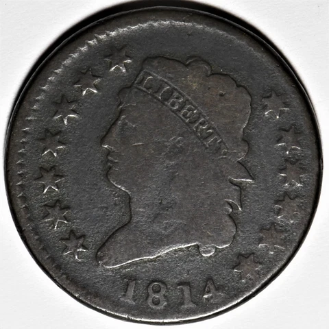 1814 Classic Head crosslet 4 large cent with solid details and great color Cover