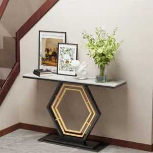 Heavy Duty Hallway Console Table Entryway Table Modern Marble Accent Side Stand - Picture 1 of 17