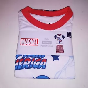 Marvel Pajama Set Kids Captain America Blue White Red Shorts Short Sleeve Sleepw - Picture 1 of 11