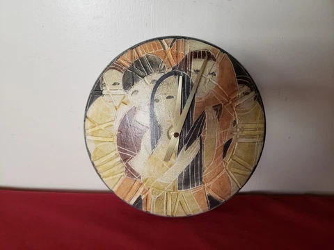 Theo & Susan Harlander - Brooklin Pottery - Sgraffito Clock 11" MID CENTURY MCM Cover