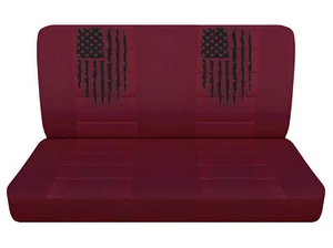 Fits 1988-1994 Chevy C/K 1500 Burgundy Red Bench Seat Cover American Flag - Picture 1 of 5