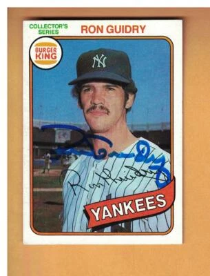 Ron Guidry AUTOGRAPHED 1980 Topps BURGER KING Card SIGNED NEW YORK YANKEES - Image 1 of 2