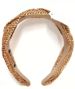 J.Crew Raffia Twist Woven Headband in Metallic Gold One Size BZ565 New with Tag - Picture 1 of 12