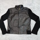 Maurice Sasson Womens Leather Jacket Black L Zip Up Lining Coat Sweater Casual