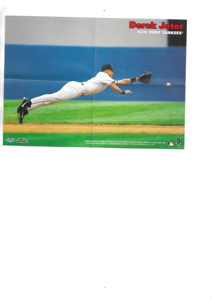 MINI PÓSTER DERECHO JETER 1997 FLEER DEPORTES ILUSTRADO Foto 1 de 1