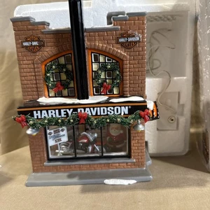 Department 56 Snow Village Harley Davidson 4020216 Light Up Building Motorcycle - Picture 1 of 5