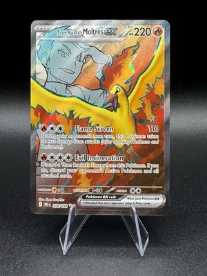 Team Rocket’s Moltres Ex 208/182 Destined Rivals Pokemon Full Art holo card NM - Image 1 of 2
