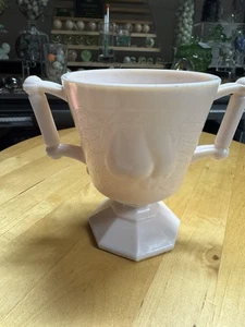 5232 Vintage 50er Jahre Jeannette Glas "BALTIMORE PEAR" offen Zucker rosa Milchglas - Bild 1 von 6