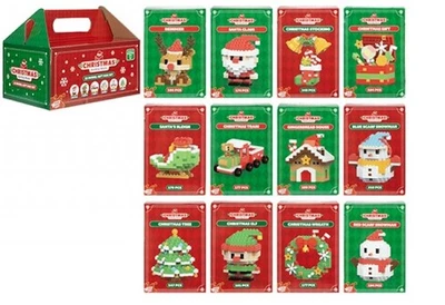 PMS INTERNATIONAL WIZZ TOYS Nano Christmas Building Brick Block Gift Set 12 Pcs Assorted Mini Festive Sets