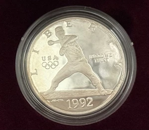 1992-S Olympic ‘Baseball’ Commemorative Proof Silver Dollar w/ OGP & COA - Picture 1 of 8