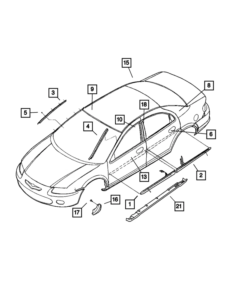 Оригинальный молдинг для передней двери Mopar 68001562AA - Изображение 1 из 1
