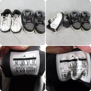 2 Pairs Jordan Sneakers Kids 5C White Gray Flight 4 TE 2 Low Basketball Low Top - Picture 1 of 12