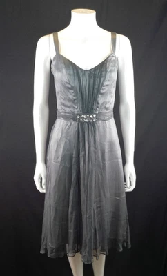 Bravissimo Silk Grey Dress Evening Party Size 8 Curvy Sleeveless New With Tags - Image 1 of 4