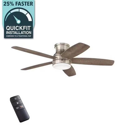 Home Decorators Ashby Park 52" LED Brushed Nickel Ceiling Fan, Light Kit, Remote - Image 1 of 4