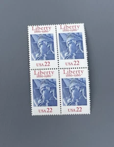 1986 USA State of Liberty Centenary 22 cents block of four stamps - MNH - Picture 1 of 2