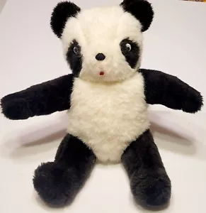Peluche vintage panda orsacchiotto occhi googly bianco e nero 17" - Foto 1 di 10