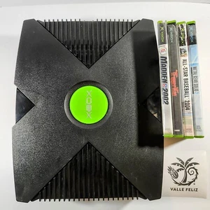 Original Microsoft Xbox Console System Only For Parts And 4 Xbox Original Games - Picture 1 of 21