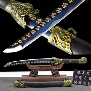 Cuchillo Corto Dragón KUNG-FU Braodsword Hoja de Acero Manganeso Alto Espada Dagas - Imagen 1 de 8