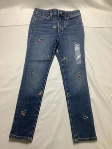 NEW Gap Girls size 7 Stretch High Rise Ankle Jegging Embroidered Flowers JEANS K - Picture 1 of 11