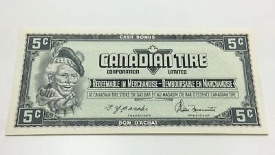 1974 Canadian Tire 5 Cents Uncirculated Banknote CTC Gas Bar Cash Bonus D196 - Image 1 of 4