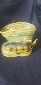 JAPAN 5183 GELB/SCHWARZ/GRÜN FISCHSTIEFEL SCHUH ÜBERTOPF VINTAGE - Bild 1 von 7