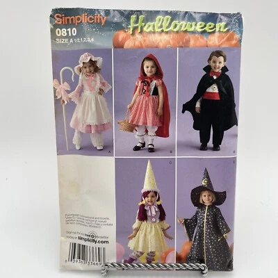 SIMPLICITY 0810 COSTUMES Toddler Vampire Bo Peep Riding Hood Wizard Uncut - Image 1 of 4