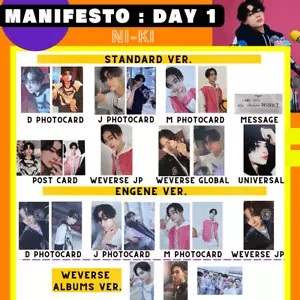 ENHYPEN NI-KI MANIFESTO : DAY 1 Photo card Enhypen Weverse Official Photocard - Picture 1 of 75