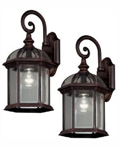 NEW! HAMPTON BAY Wickford 1-Light Outdoor Wall Lantern With Clear Glass (2-Pack)