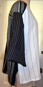 ALEMBIKA schwarz weiß gemischt gewebt Leinenmischung Hi/Lo Tunika Top Lagenlook-XL - Bild 1 von 8